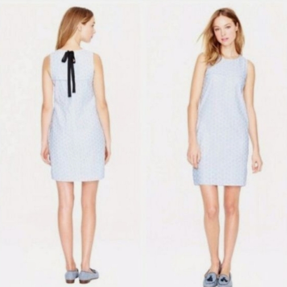 J Crew Seersucker Eyelet Embroidered Sleeveless Tie Back Shift Dress - Picture 1 of 7